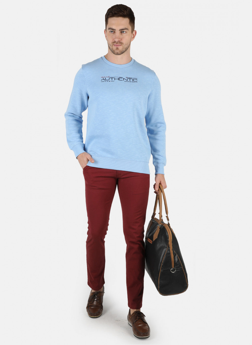 Men Blue Solid T-Shirt