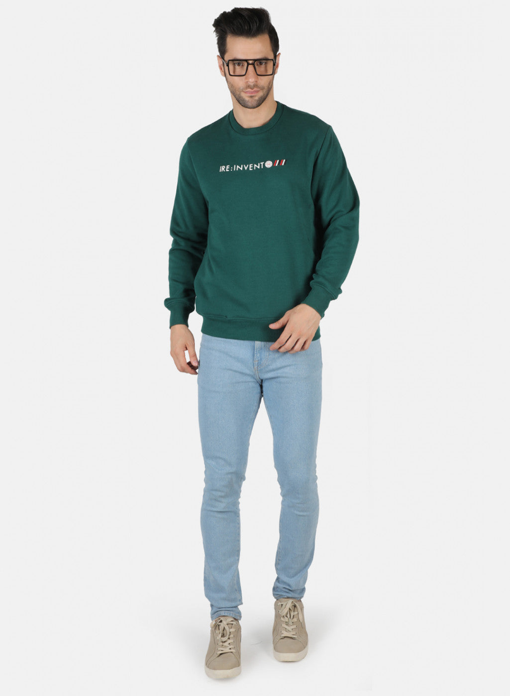 Men Green Solid T-Shirt