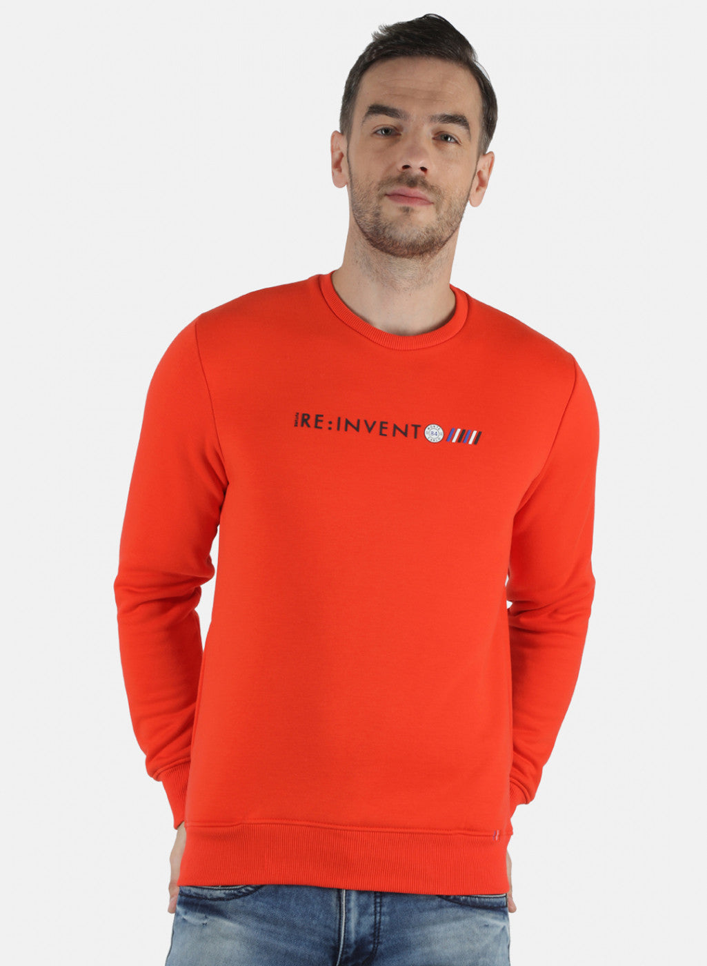 Men Orange Solid T-Shirt