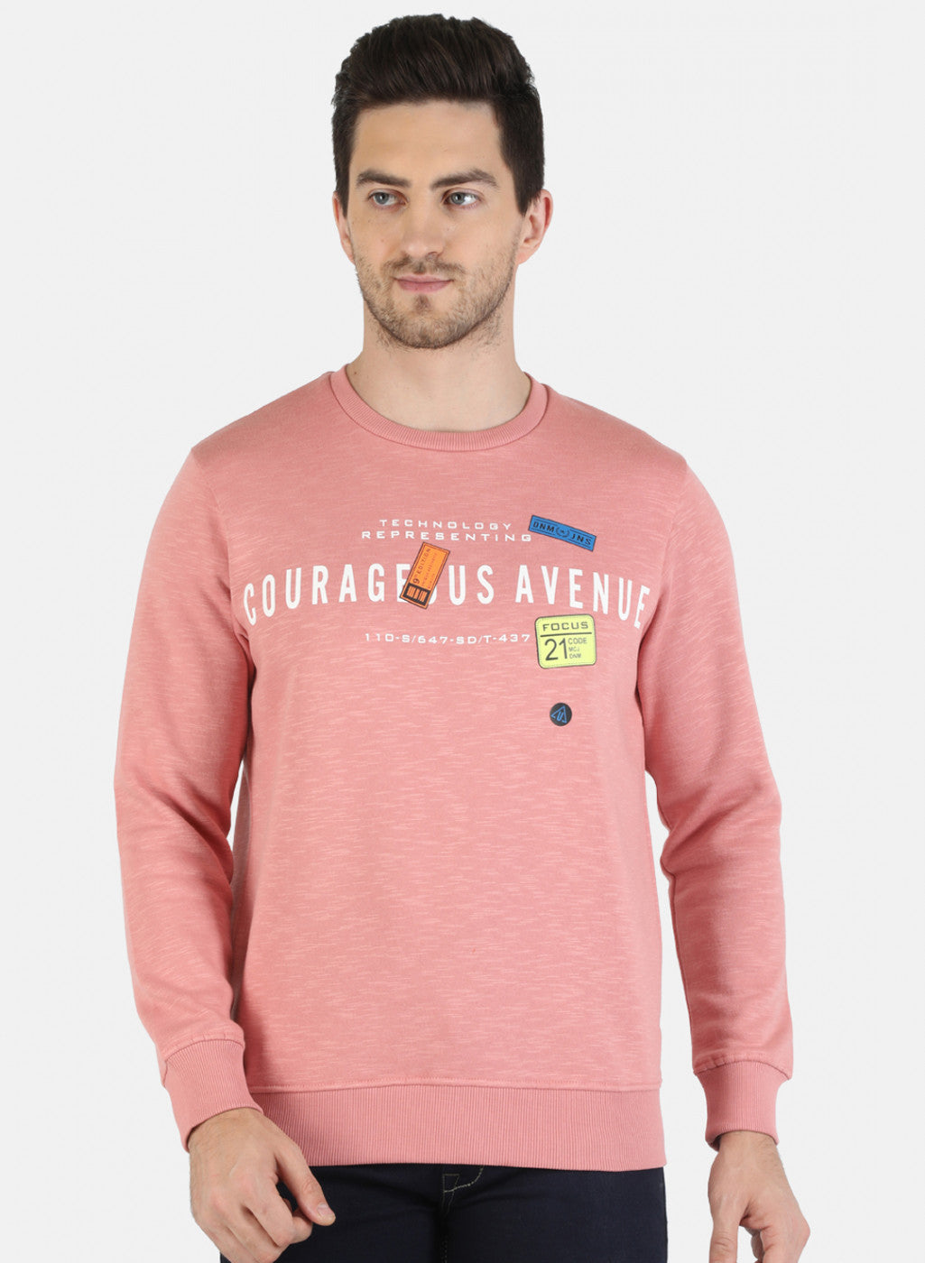 Men Pink Printed Sweatshirt