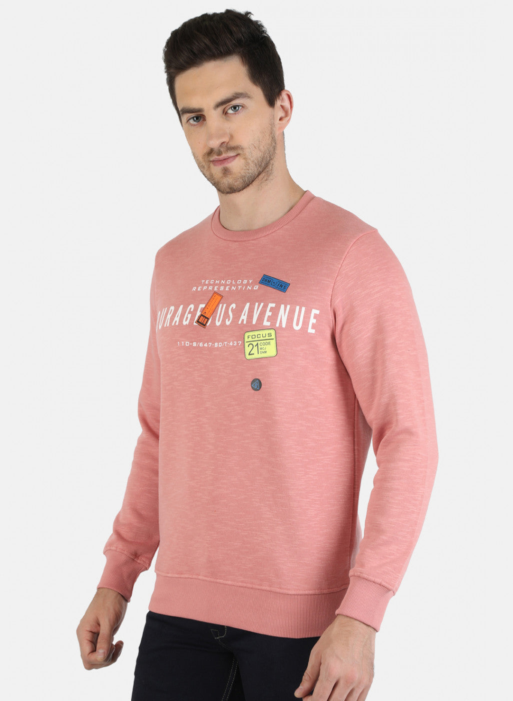 Men Pink Printed Sweatshirt