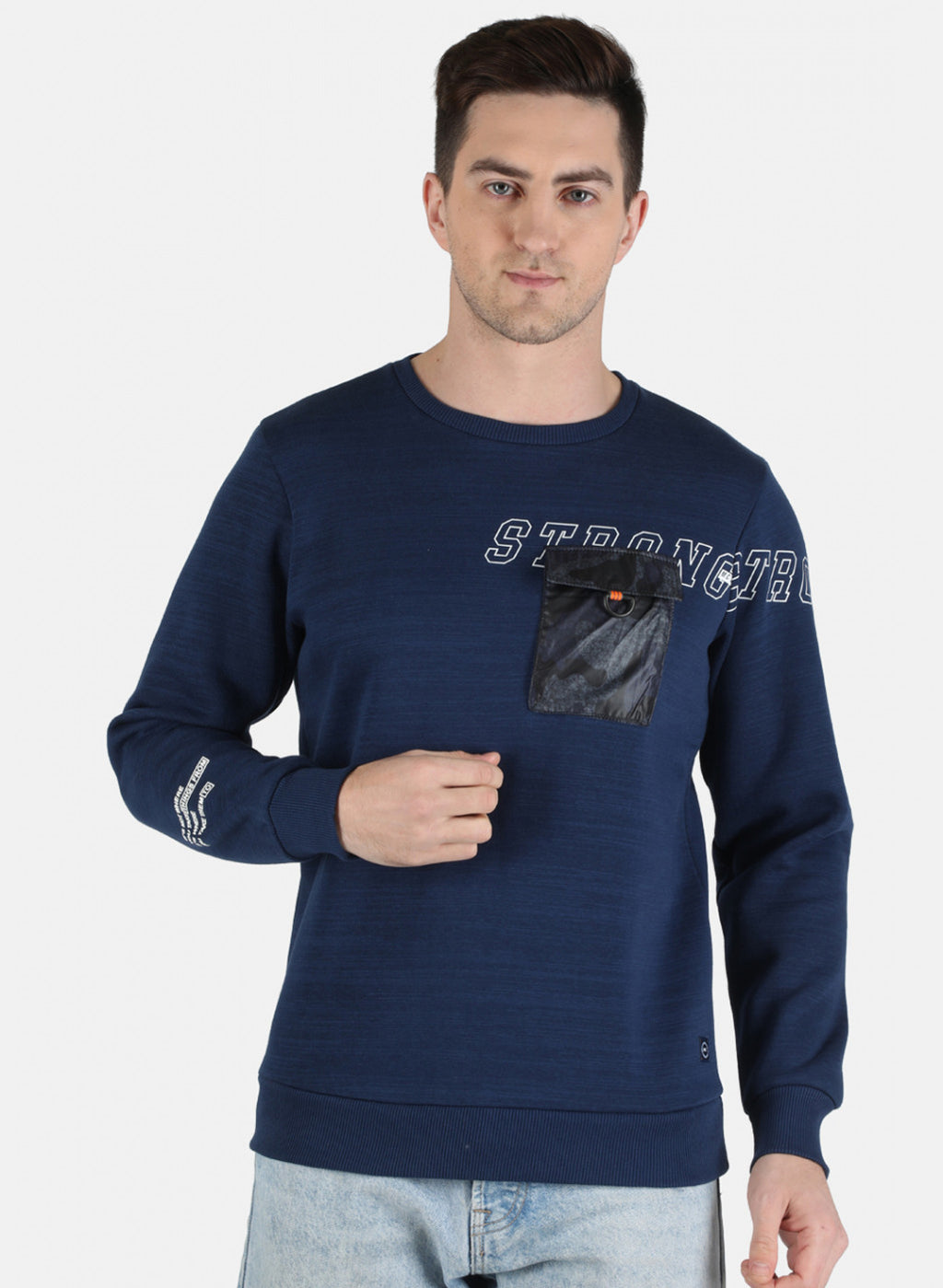 Men NAvy Blue Printed Sweatshirt