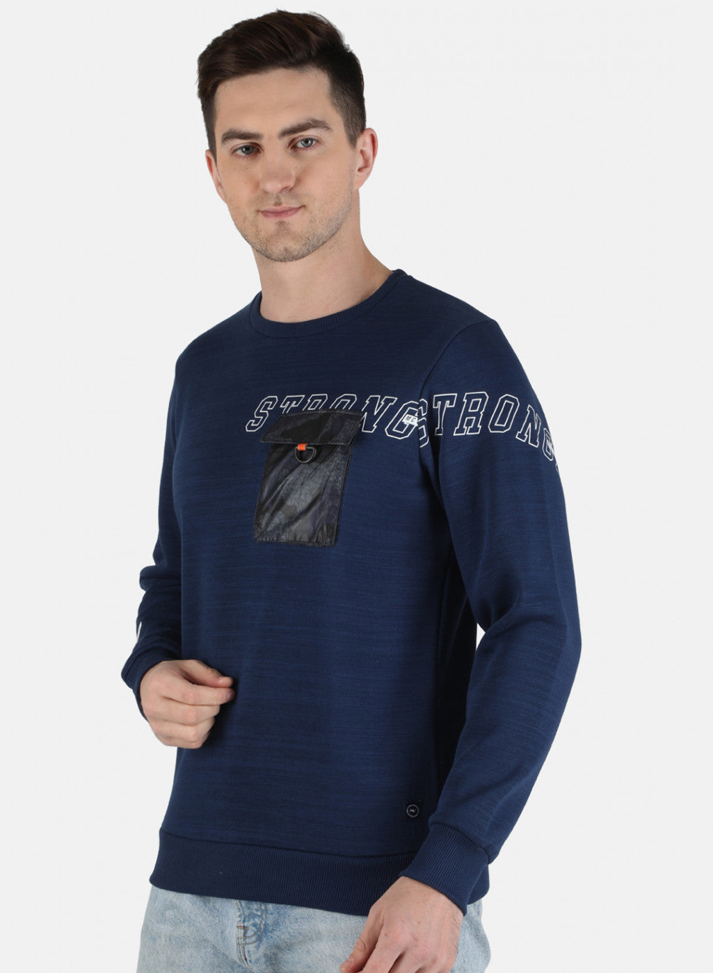 Men NAvy Blue Printed Sweatshirt