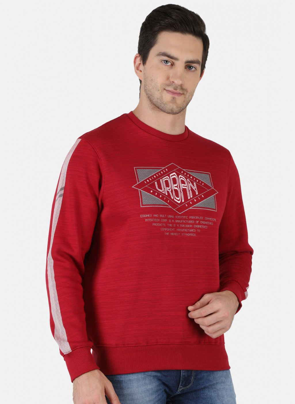 Men Maroon Printed Sweatshirt