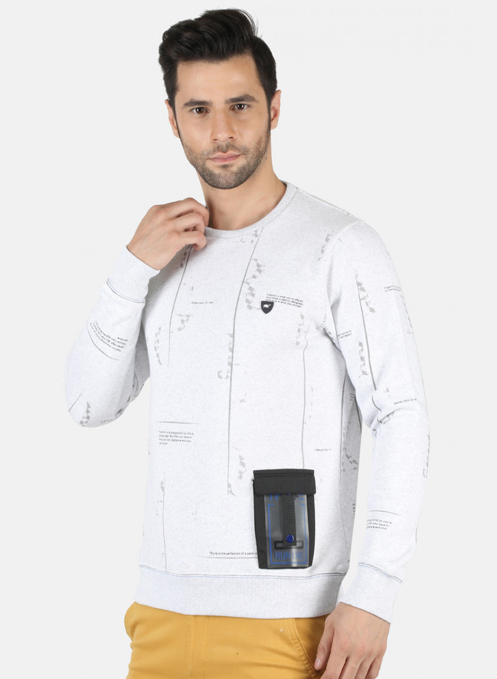 Men White Printed Sweatshirt