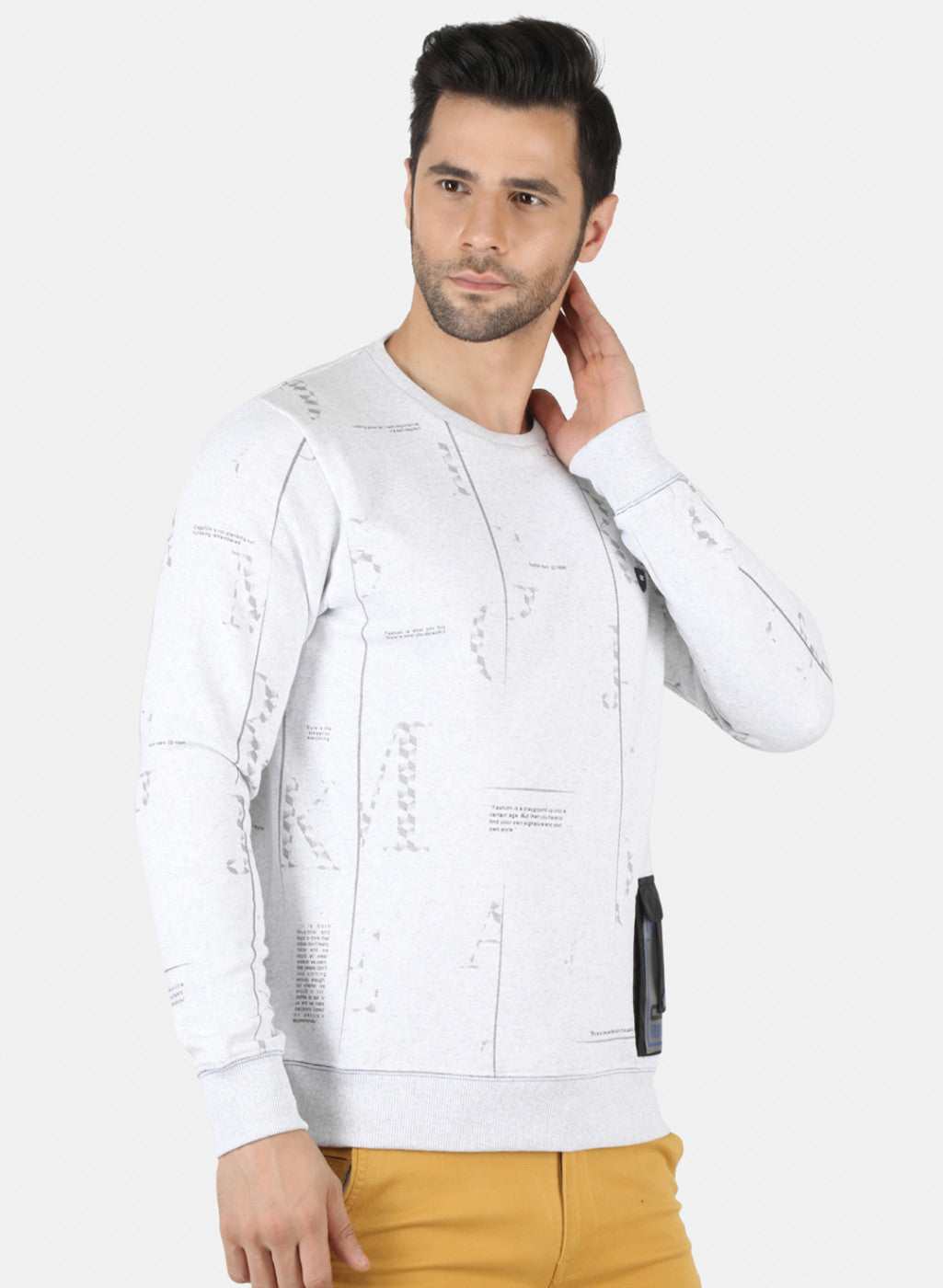 Men White Printed Sweatshirt