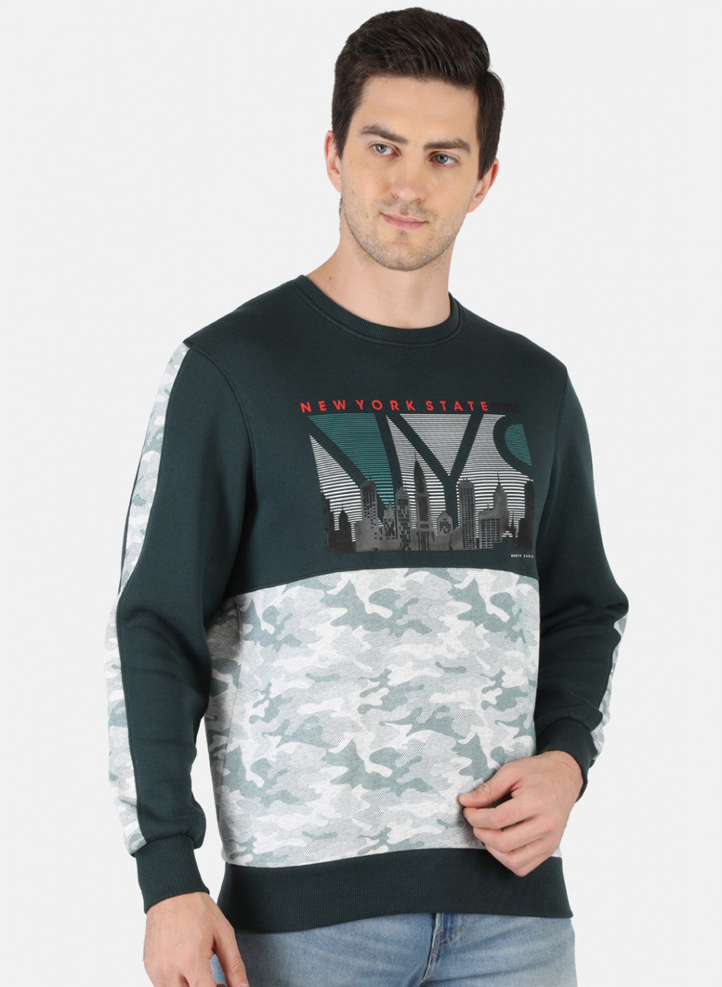 Men Green Printed Sweatshirt