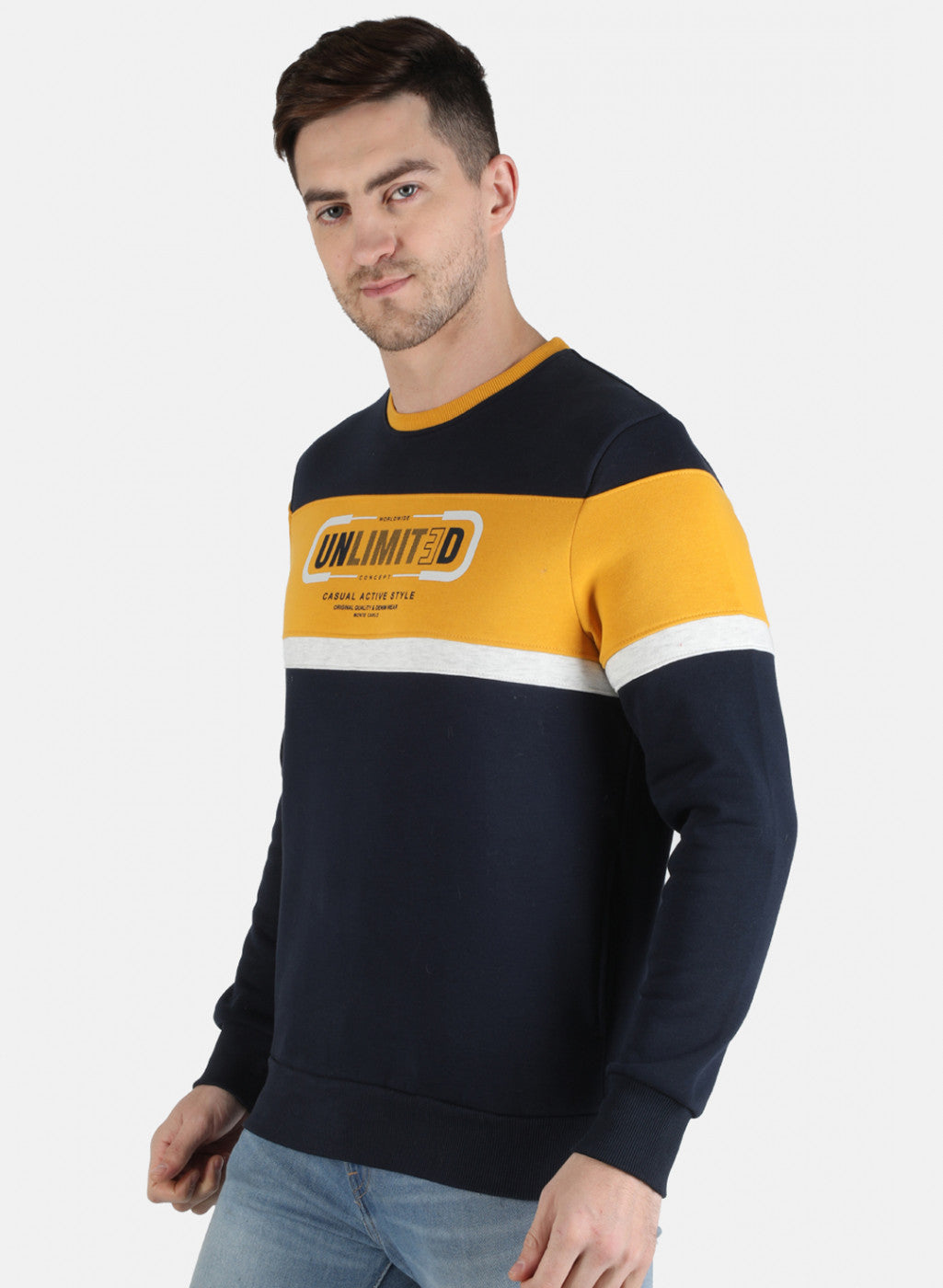 Men Mustard Printed Sweatshirt