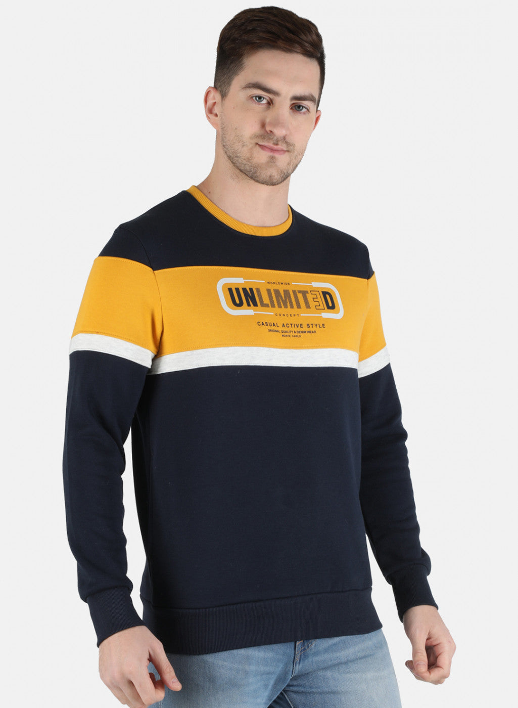 Men Mustard Printed Sweatshirt
