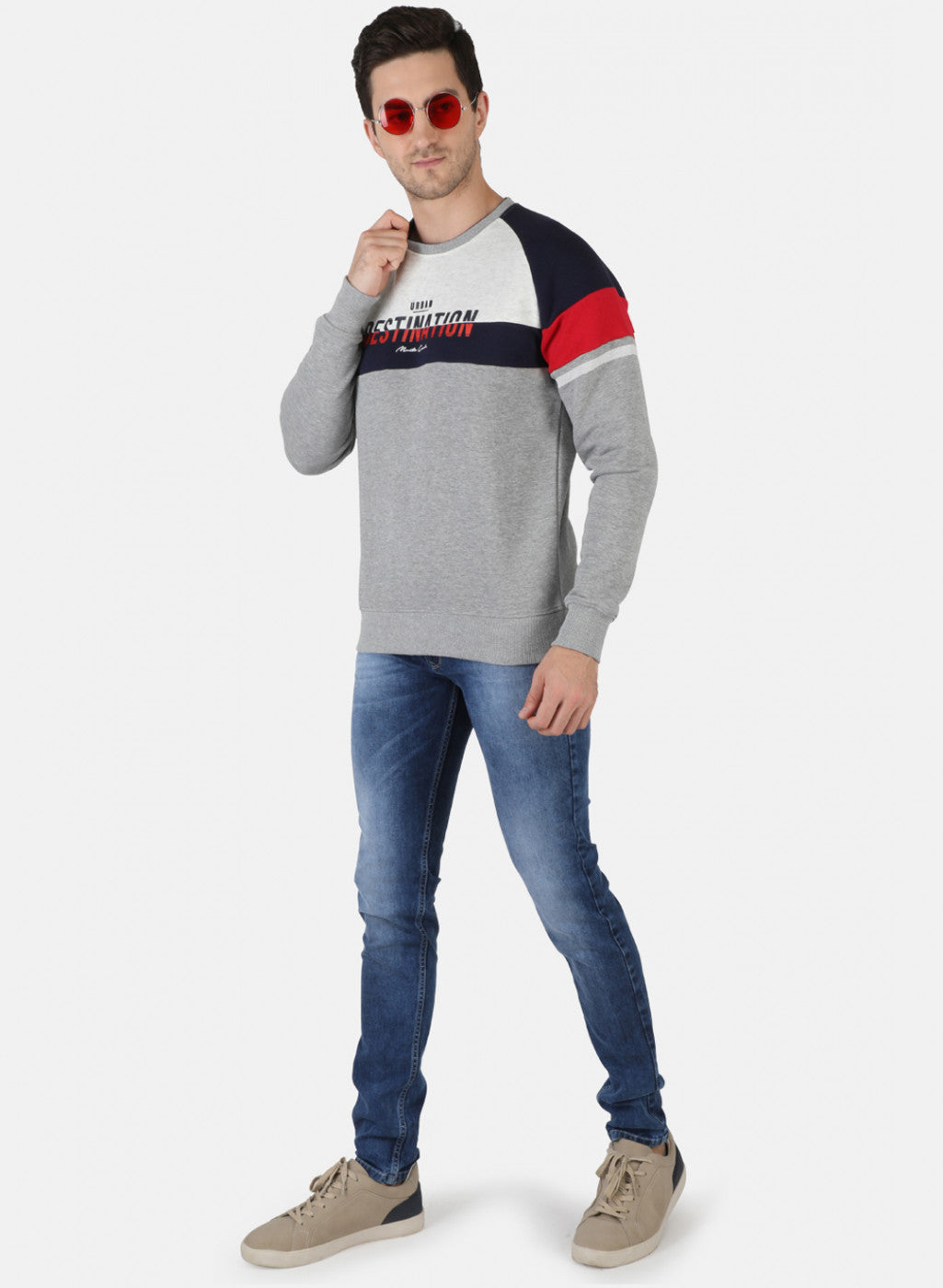 Men Grey Printed Sweatshirt