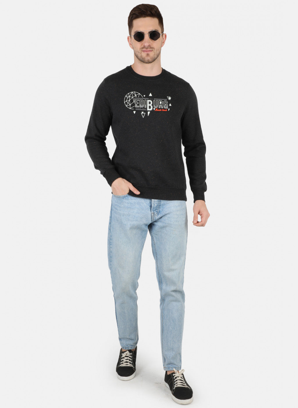 Men Black Printed Sweatshirt
