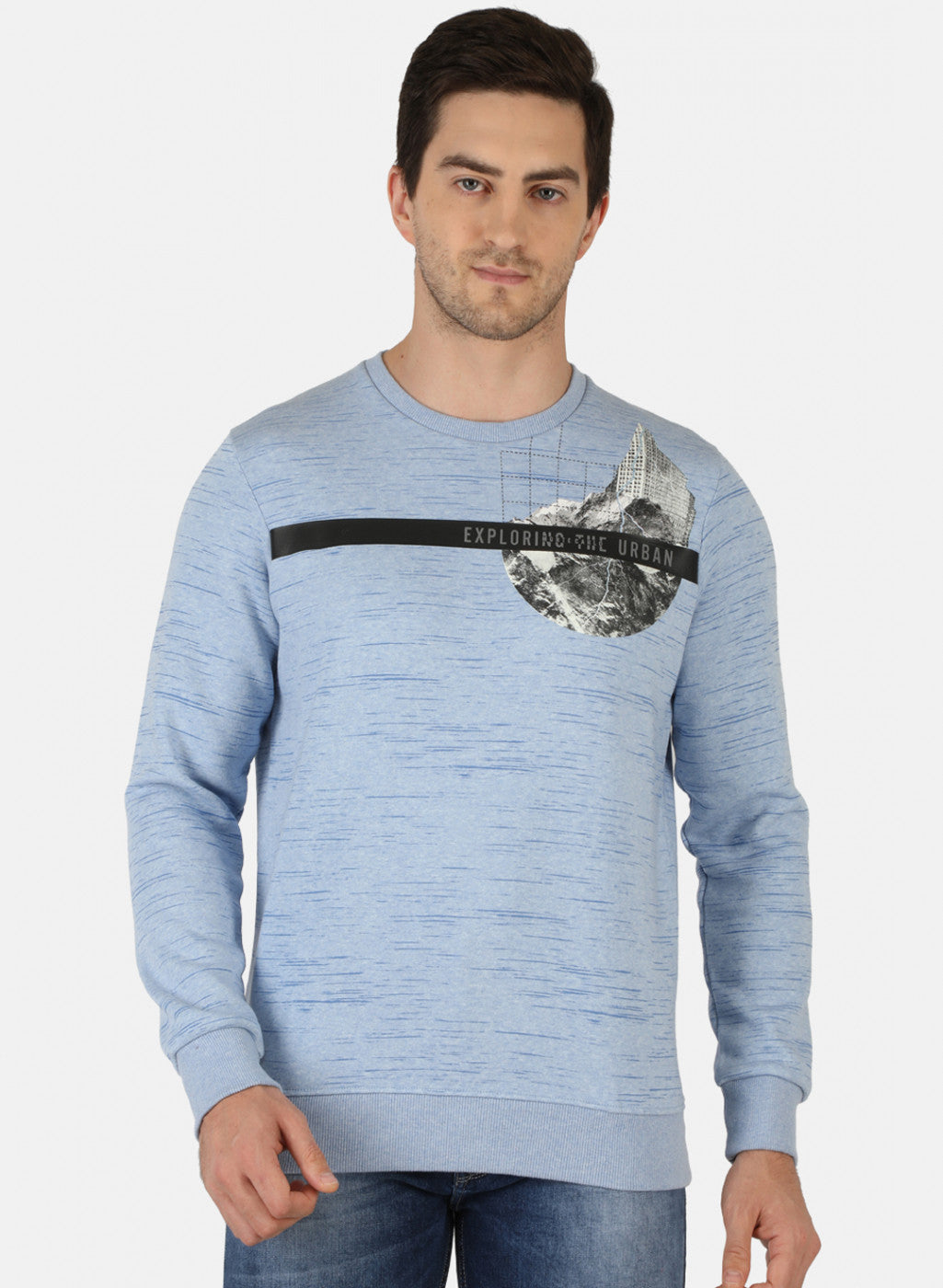 Men Blue Printed Sweatshirt