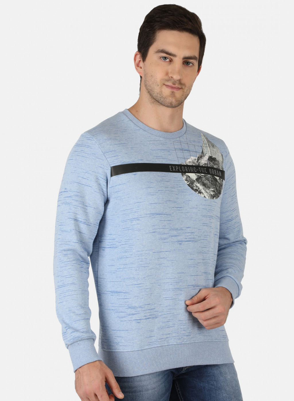 Men Blue Printed Sweatshirt