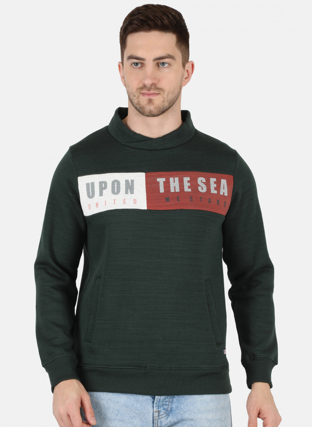 Men Green Printed Sweatshirt