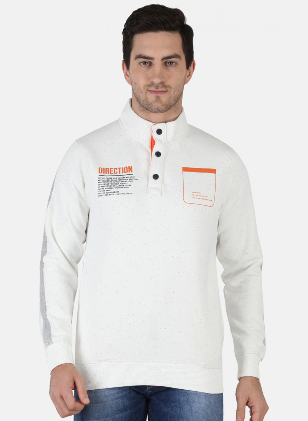 Men White Solid Sweatshirt