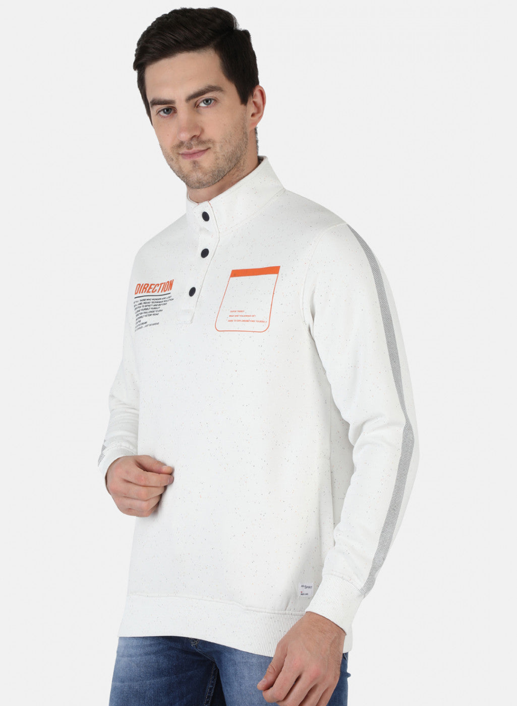 Men White Solid Sweatshirt