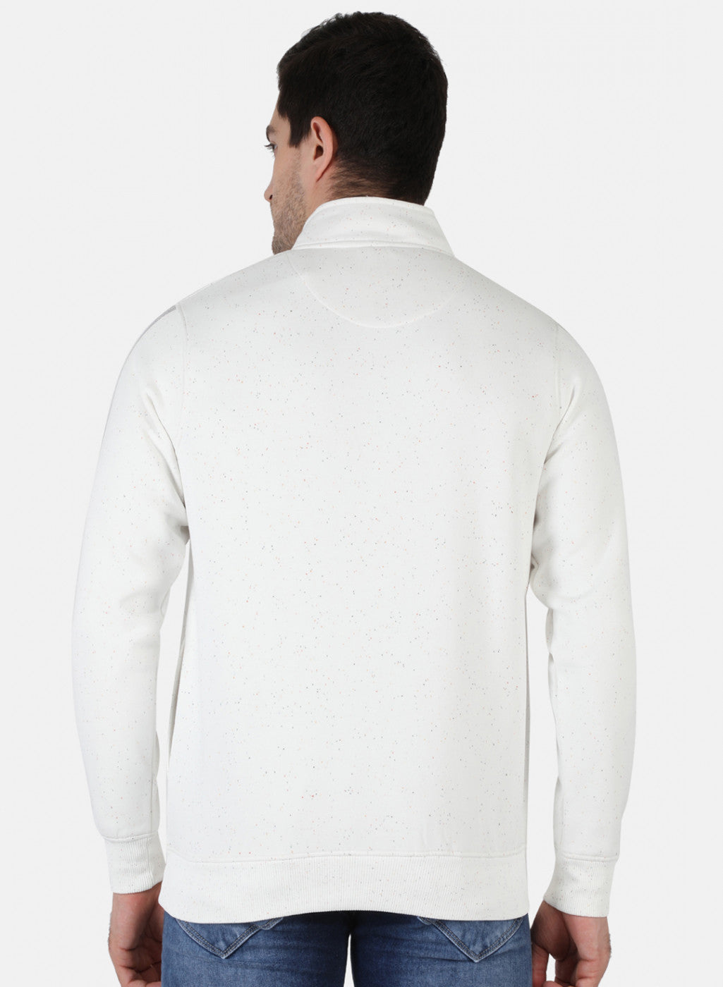 Men White Solid Sweatshirt