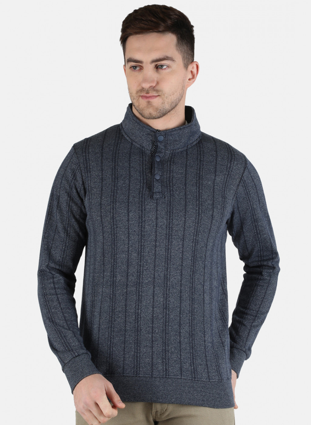 Men Blue Jaquard Sweatshirt