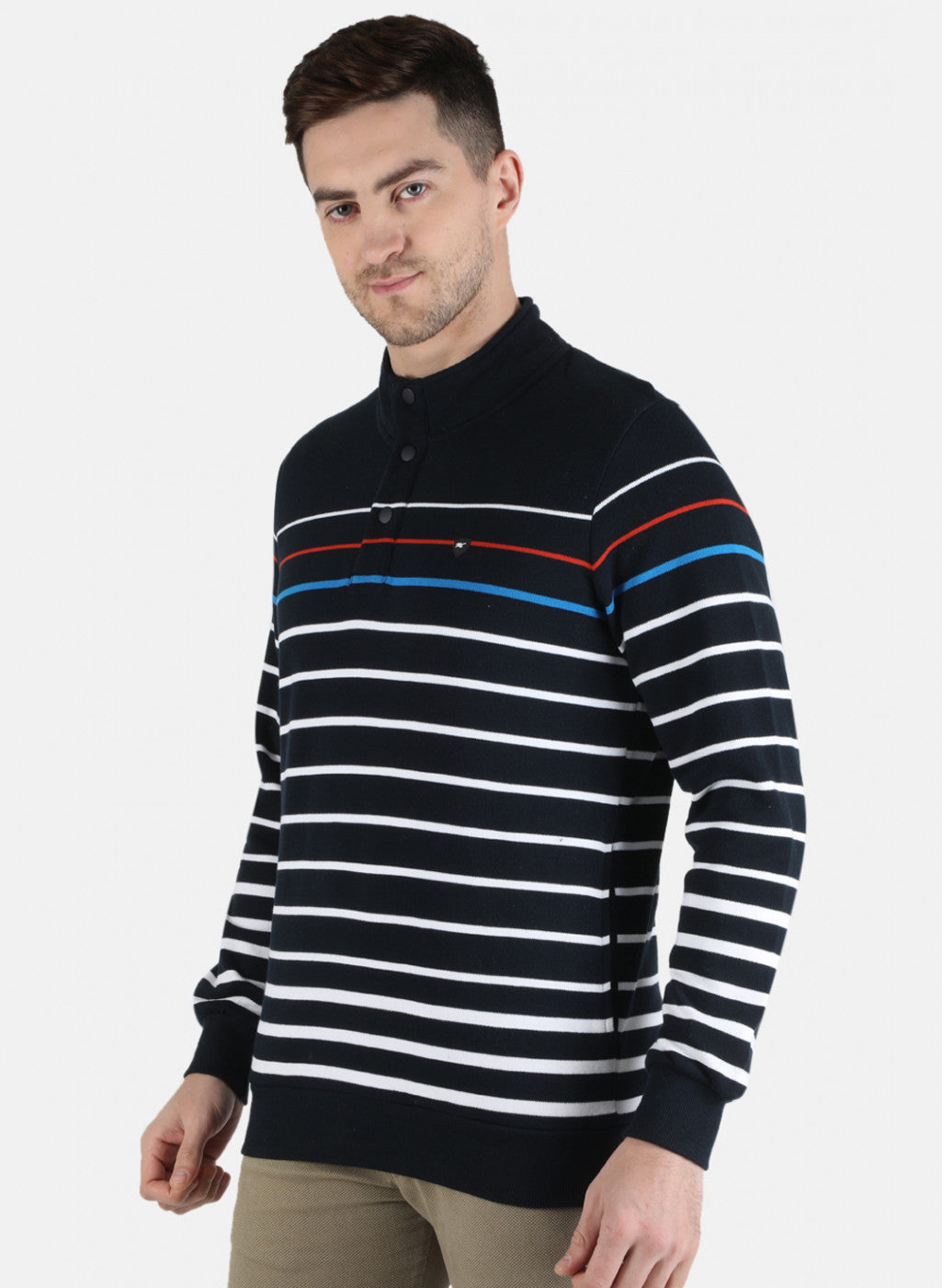 Men NAvy Blue Stripe Sweatshirt