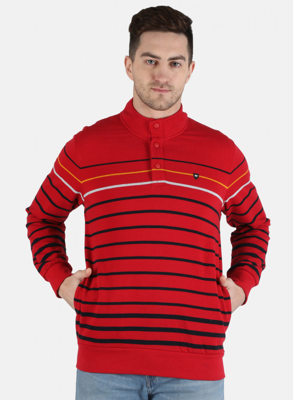 Men Red Stripe Sweatshirt