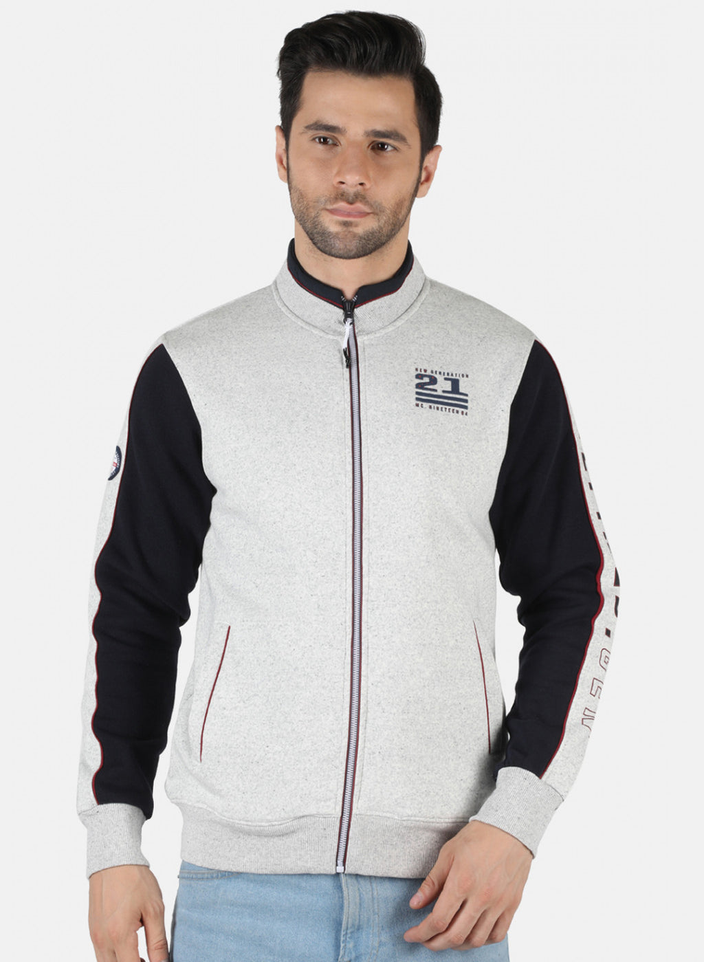 Men Grey Self Design Sweatshirt