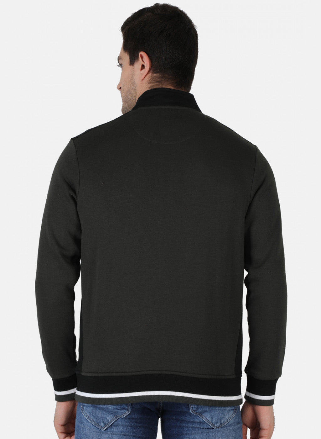 Men Olive Solid Sweatshirt