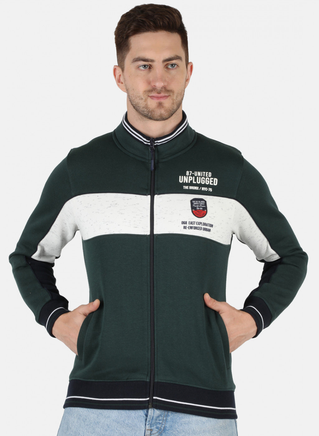 Men Olive Printed Sweatshirt