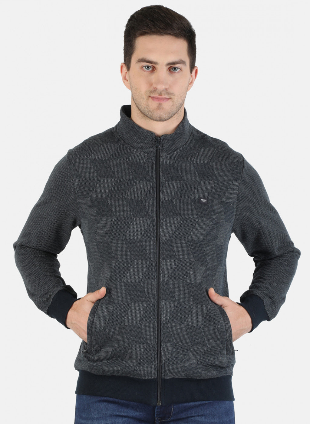 Men Grey Jaquard Sweatshirt