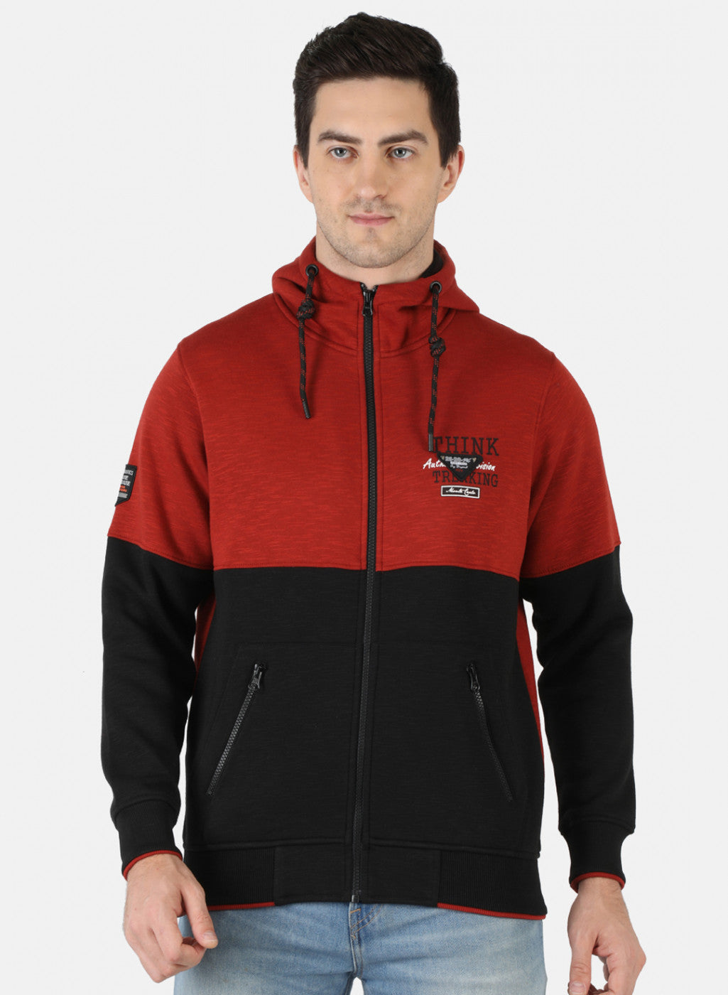 Men Black & Orange Solid Sweatshirt