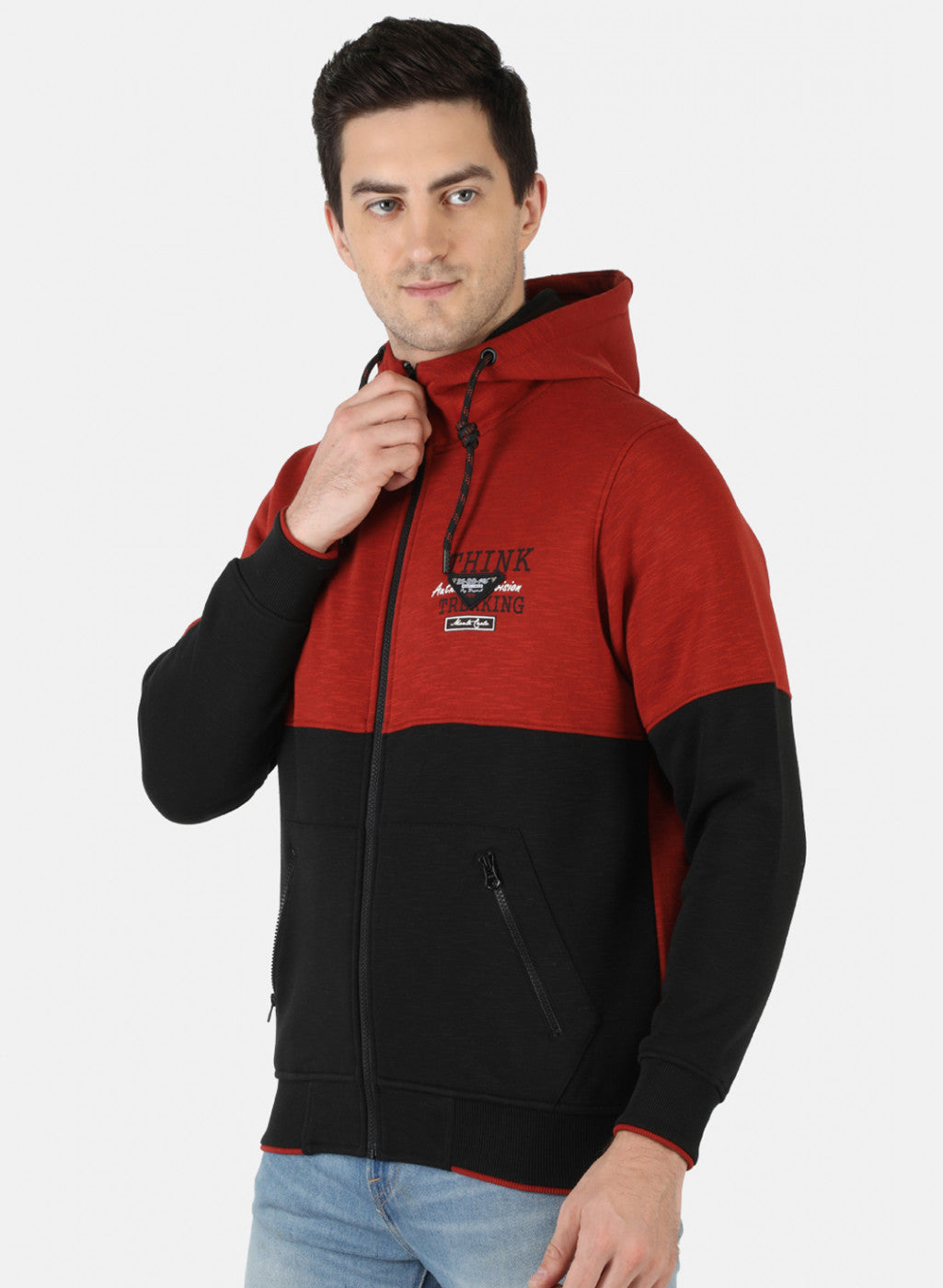 Men Black & Orange Solid Sweatshirt