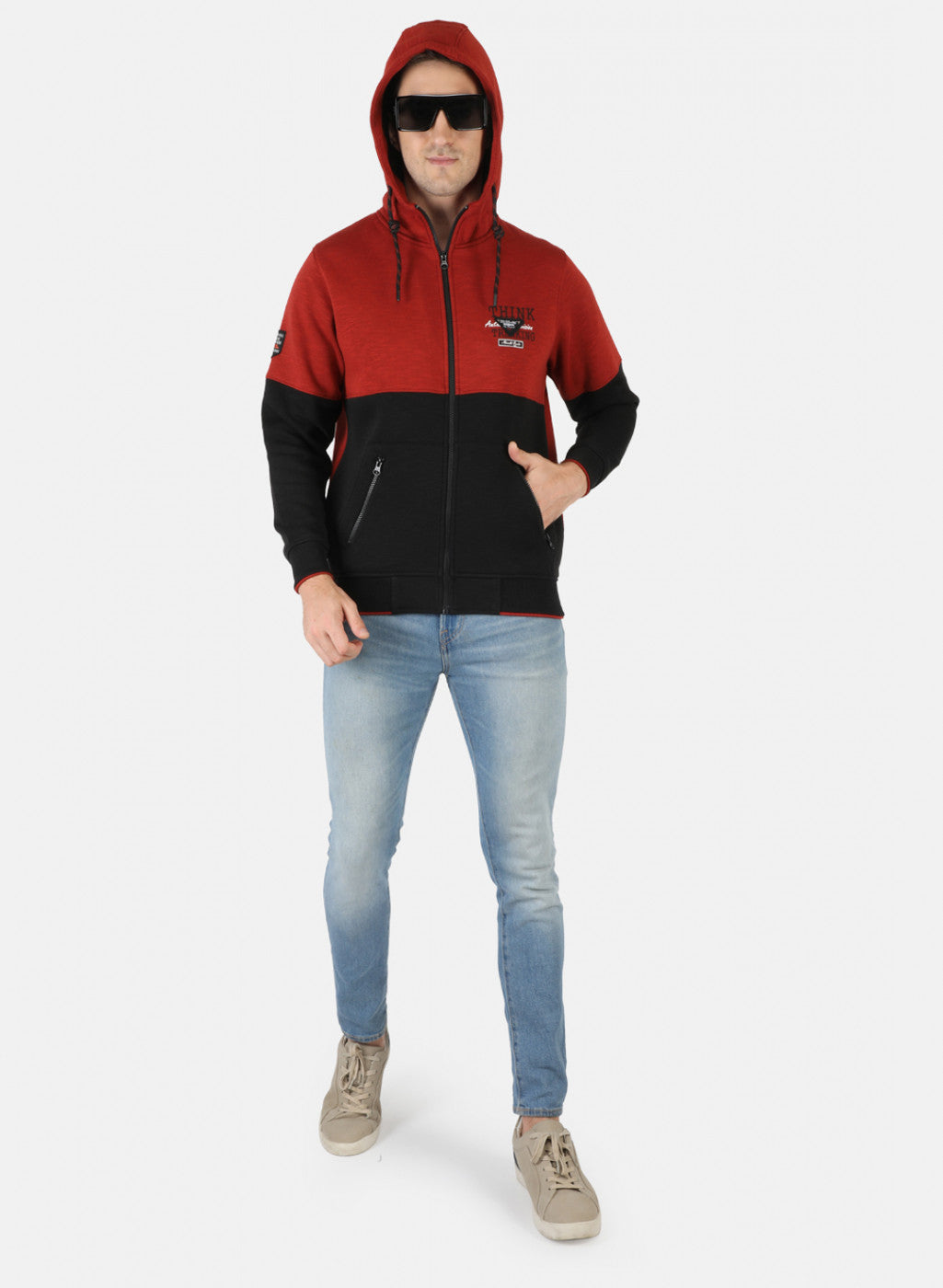 Men Black & Orange Solid Sweatshirt