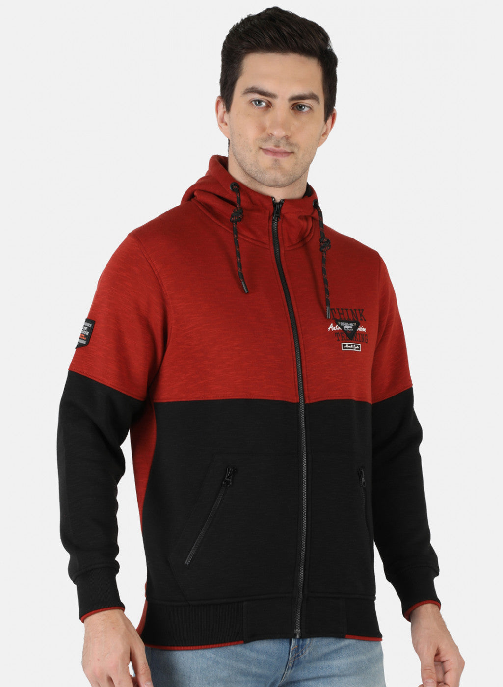 Men Black & Orange Solid Sweatshirt