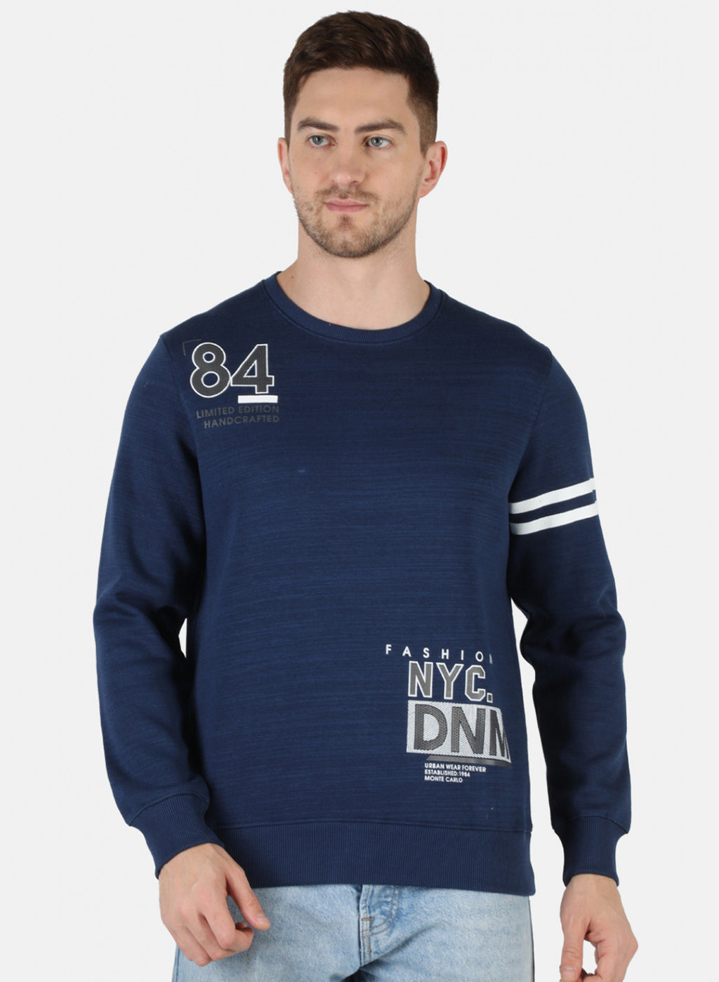 Men Blue Printed Sweatshirt