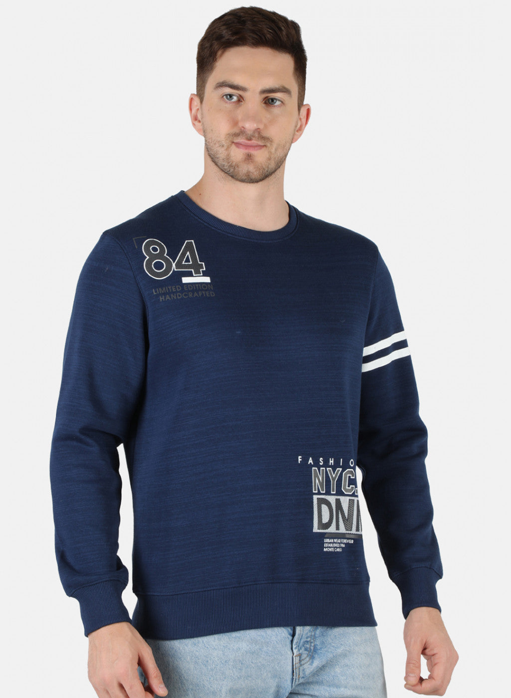 Men Blue Printed Sweatshirt