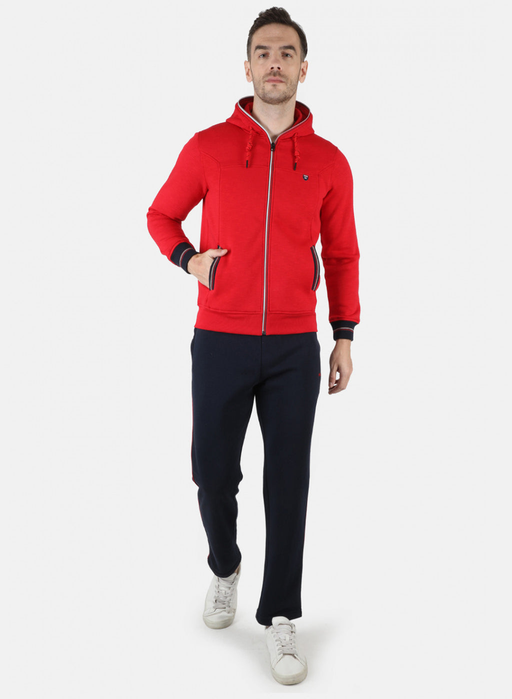 Men Red Solid Tracksuit