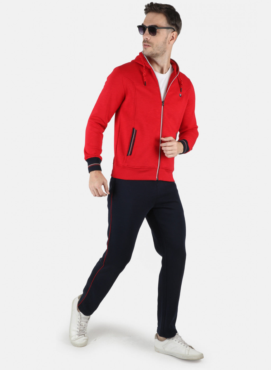 Men Red Solid Tracksuit