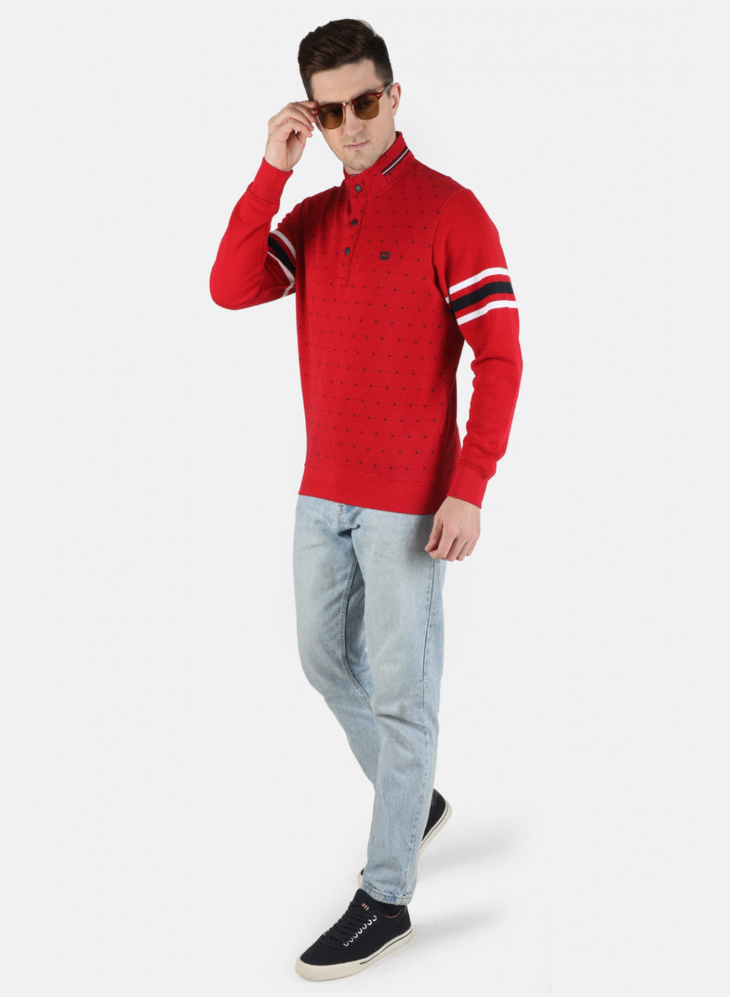 Men Red Printed Sweatshirt