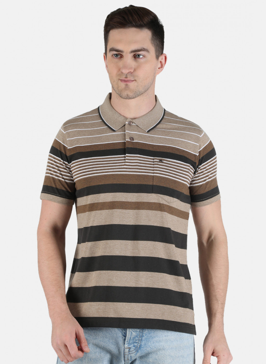 Men Brown Stripe T-Shirt