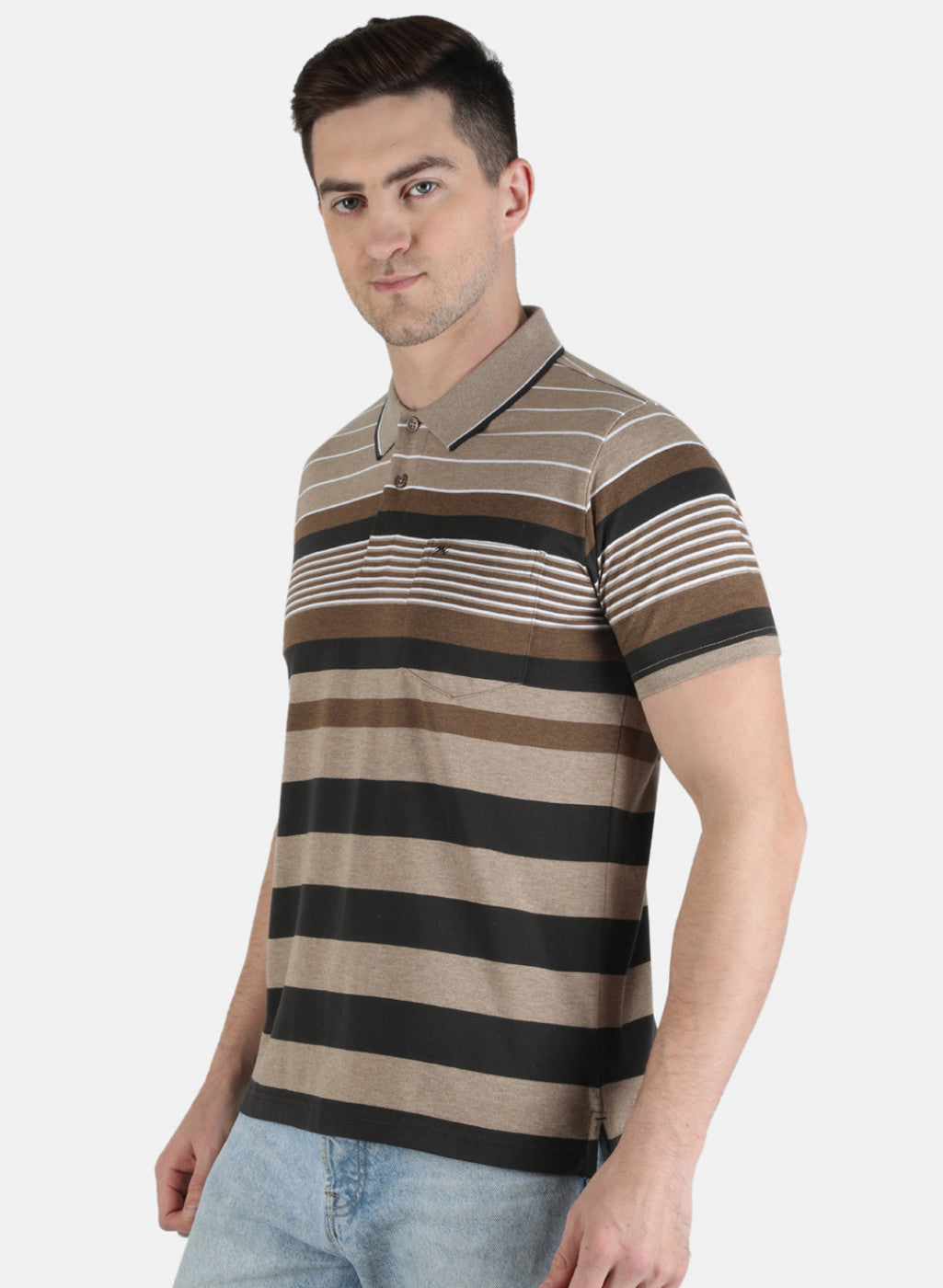 Men Brown Stripe T-Shirt