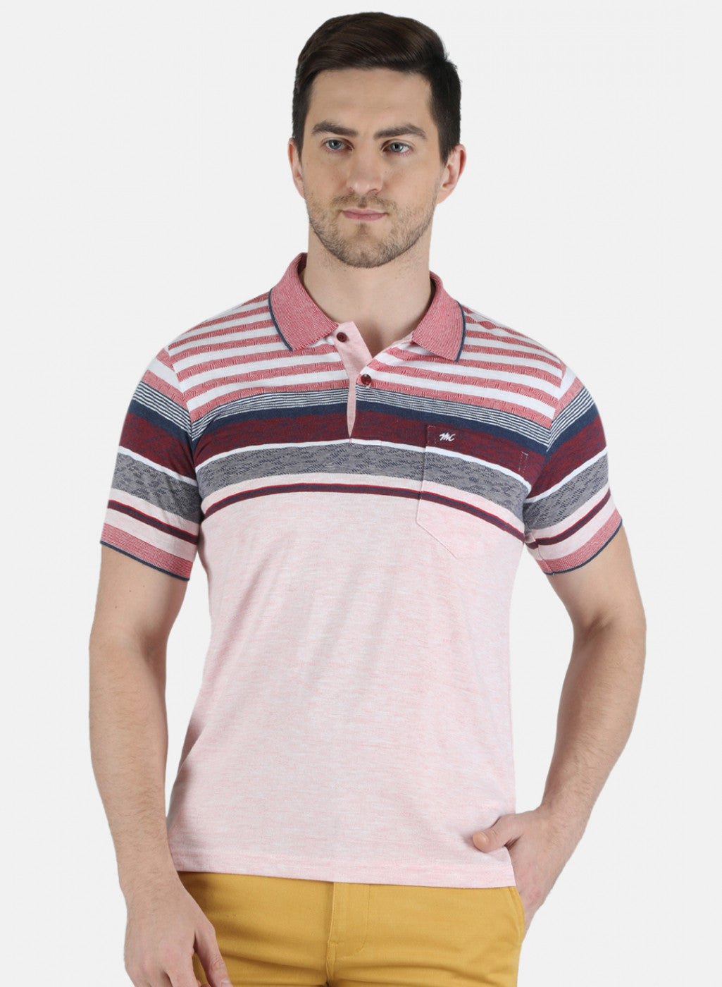 Men Pink Stripe T-Shirt