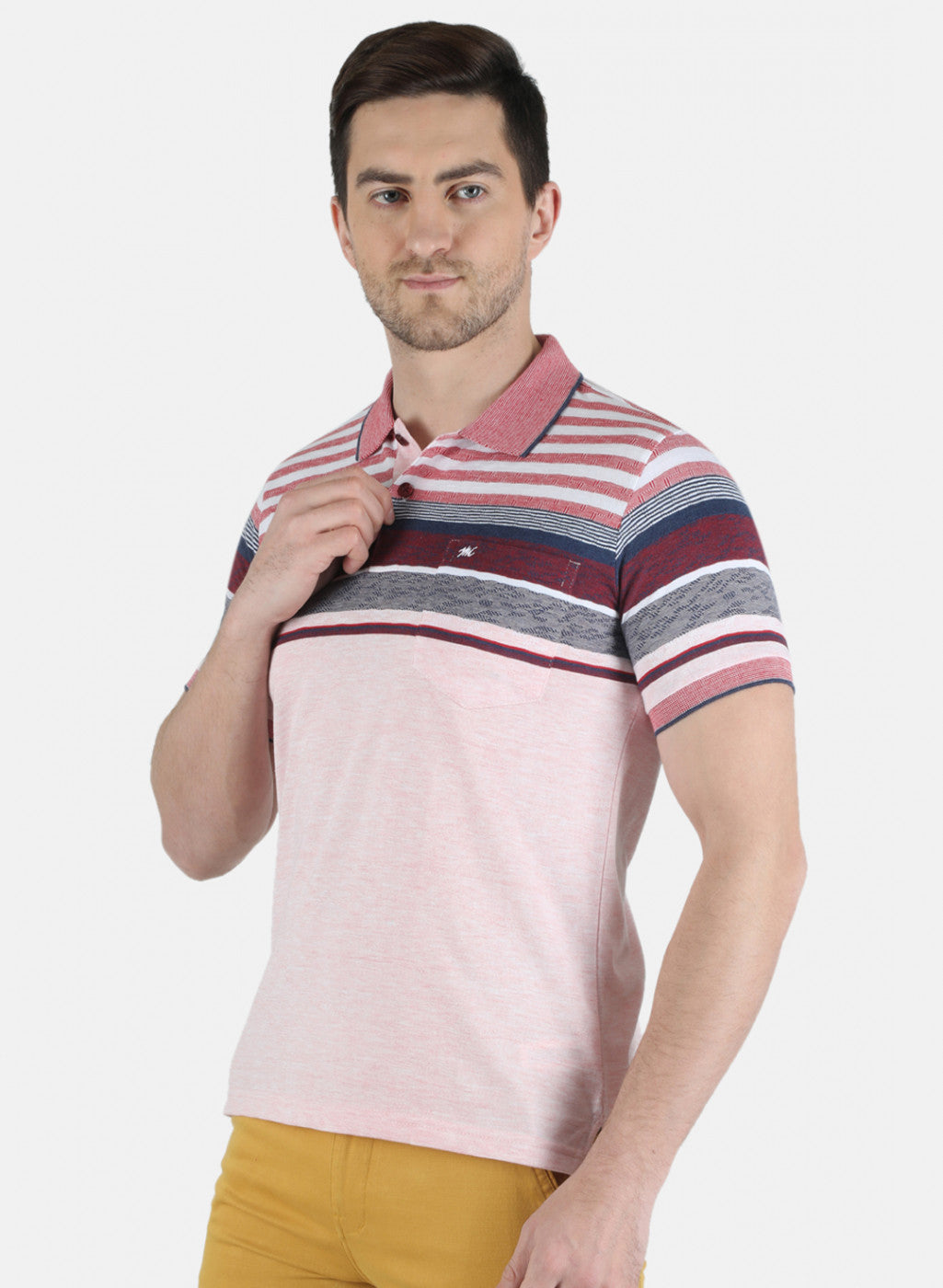 Men Pink Stripe T-Shirt