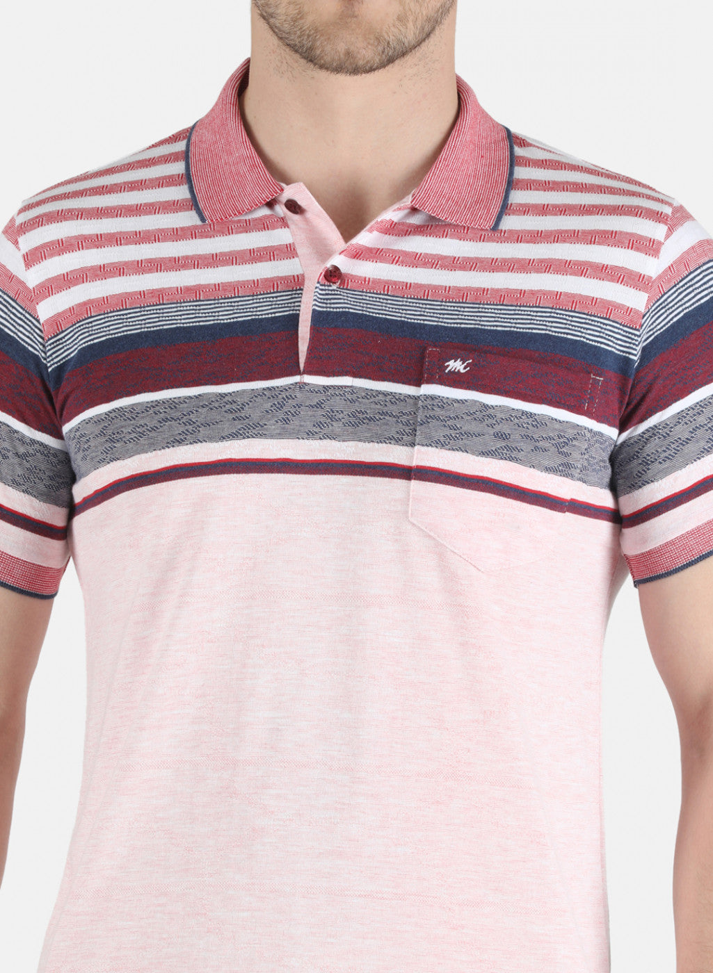 Men Pink Stripe T-Shirt