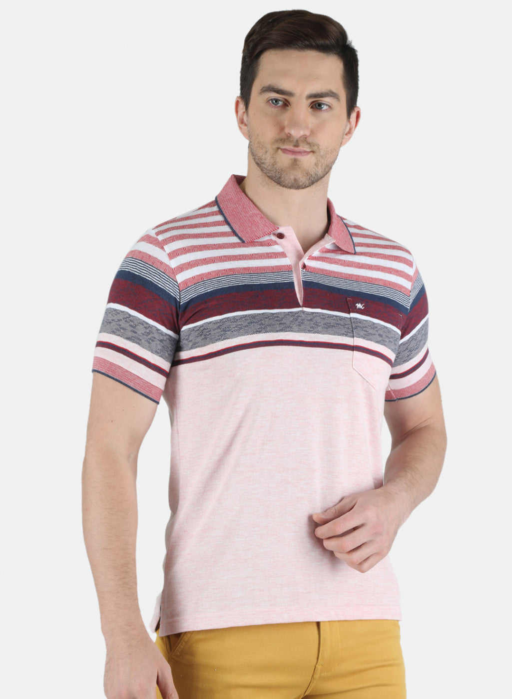 Men Pink Stripe T-Shirt