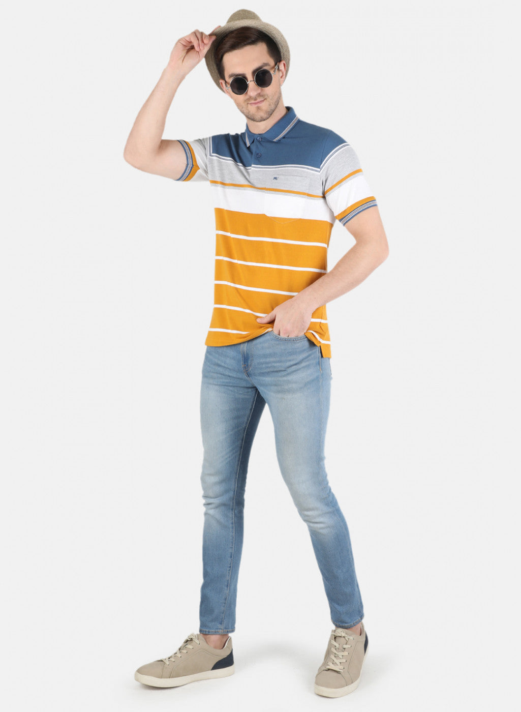 Men Yellow Stripe T-Shirt