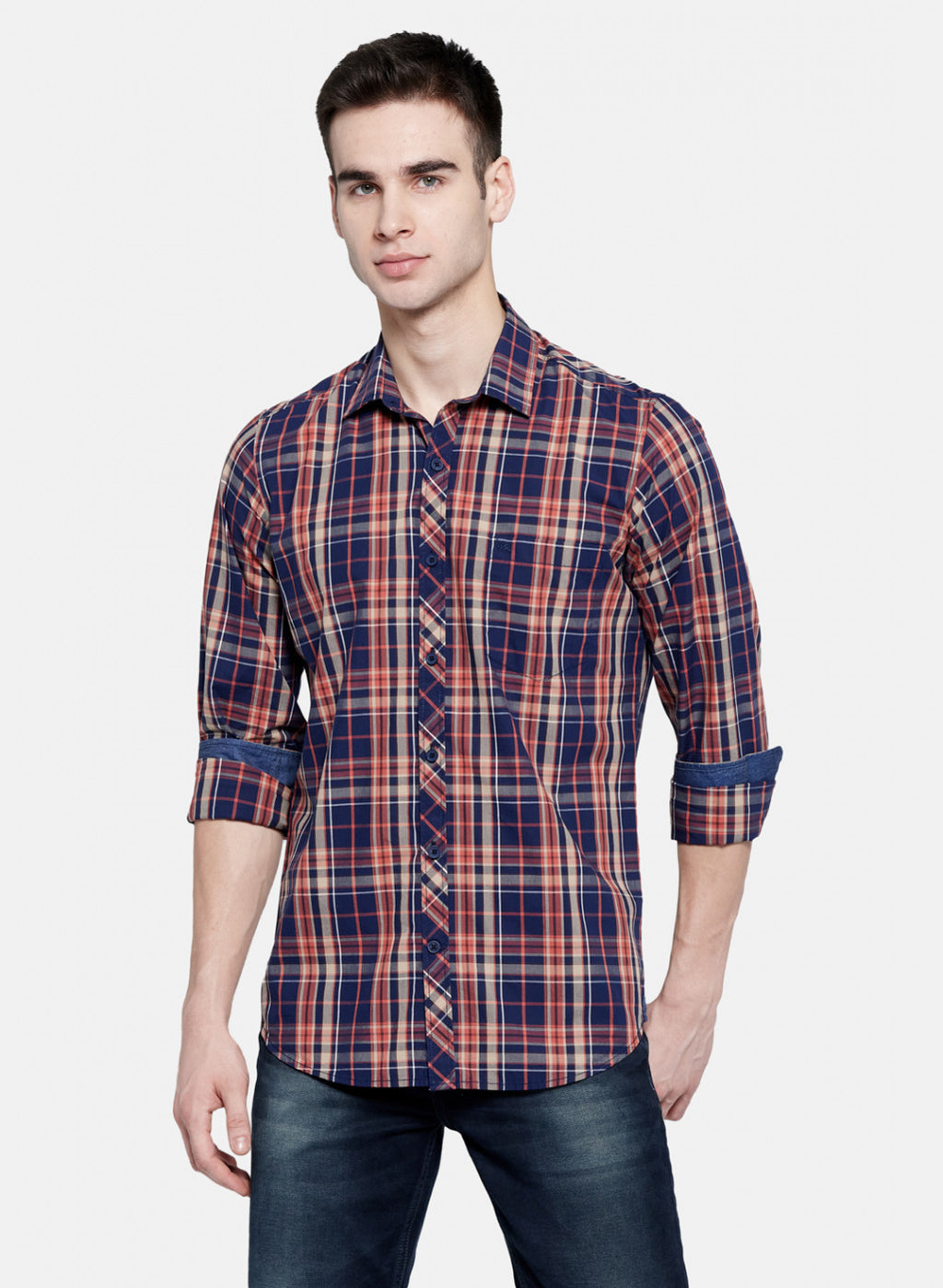 Mens NAvy Blue Check Shirt