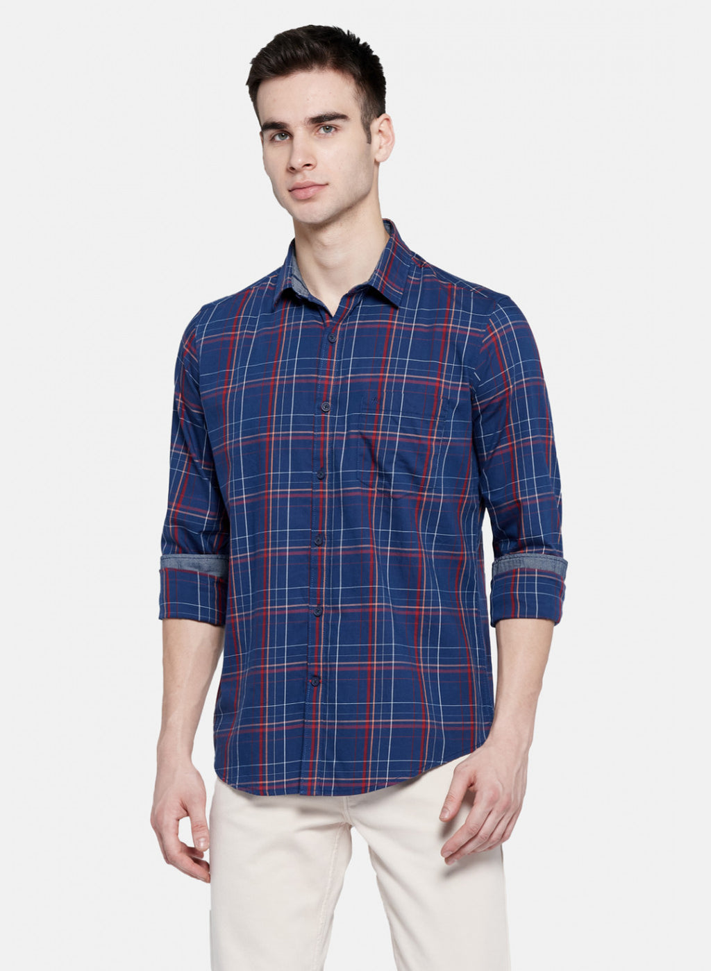 Mens NAvy Blue Check Shirt