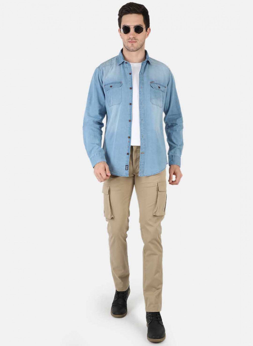 Men Blue Solid Shirt