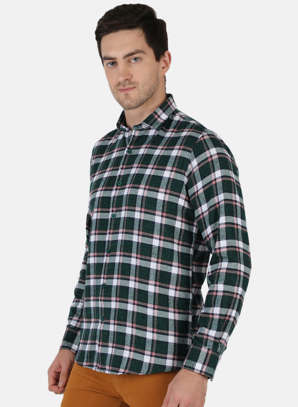Men Green Check Shirt