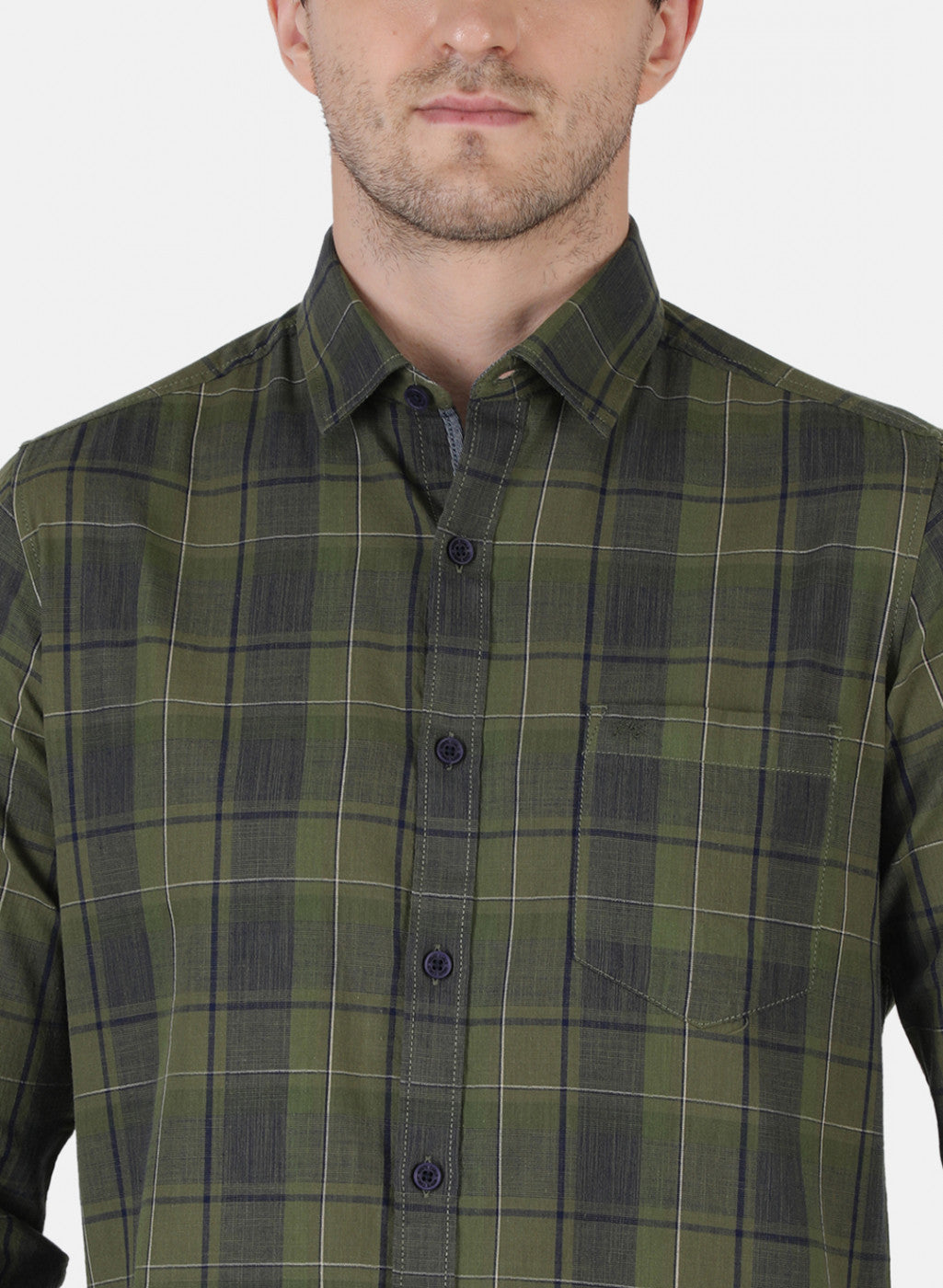 Men Green Check Shirt
