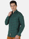 Men Green Check Linen Shirt